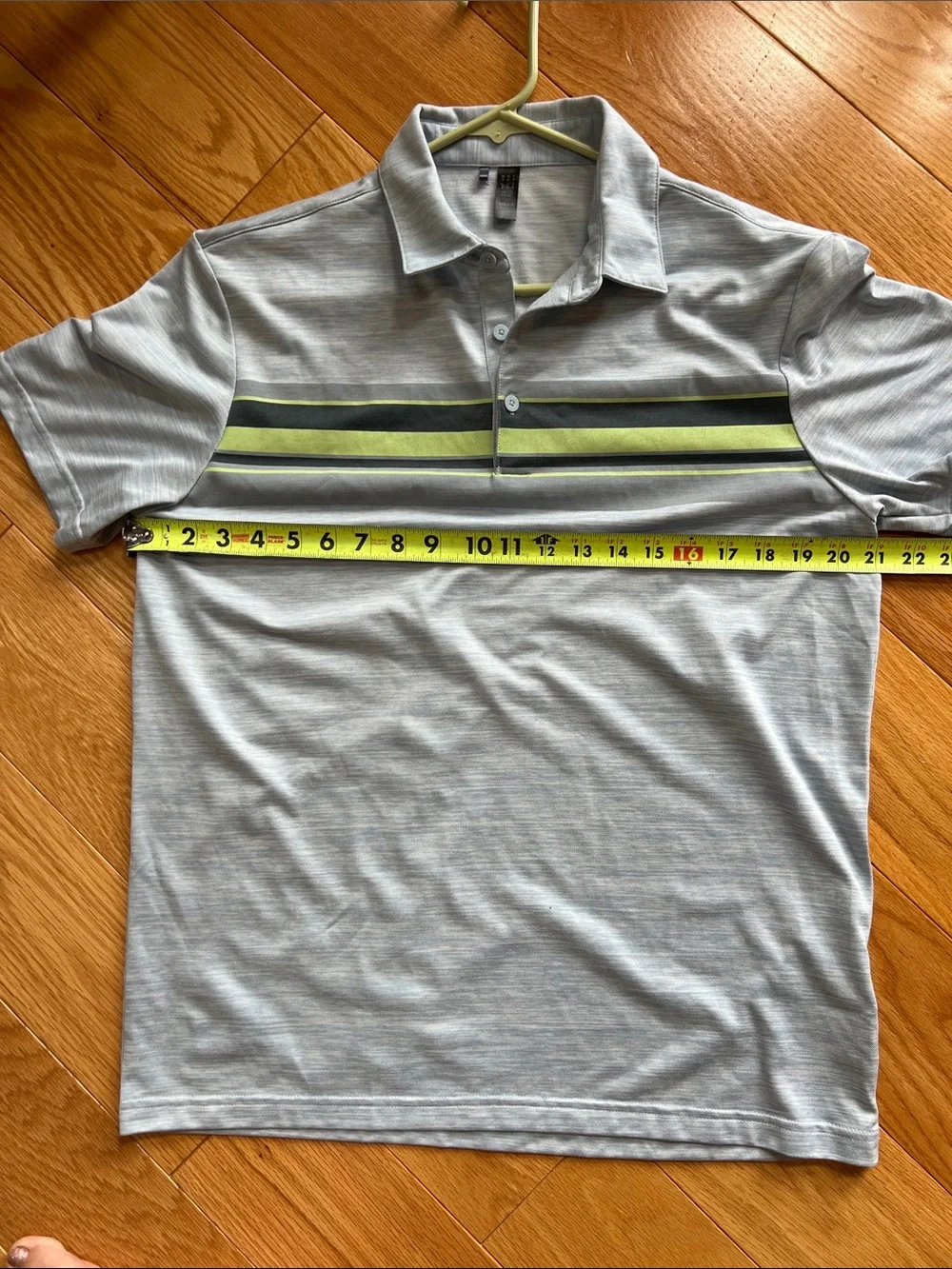 adidas Gray Polo with Lime and Black Chest Stripes